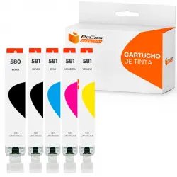 Pccom Essential Cartucho Tinta Compatible con Canon PGI580XXL/CLI581XXL Negro/Cian/Magenta/Amarillo Pack 5