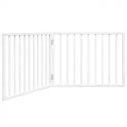 Puerta Para Perros Plegable 2 Paneles Madera Álamo Blanca 160cm Vidaxl