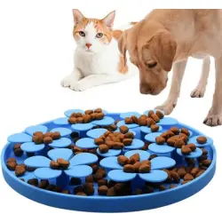 Qinhul Utensilios de alimentación lenta para gatos y perros - azul