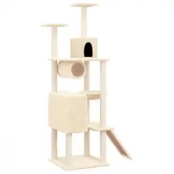 Rascador Para Gatos Con Postes De Sisal Color Crema 168 Cm Vidaxl