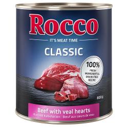 Rocco Classic 6 x 800 g - Vacuno con corazones de ternera