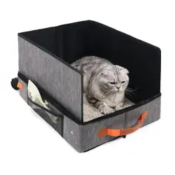 UAMLY Arenero de viaje para gatos con pala y cuenco - 1 pieza