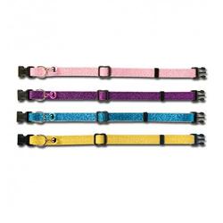 Collar de piel con purpurina para gatos