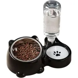 HausPets Comedero doble comida agua perros gatos, acero inoxidable - Artículo 1