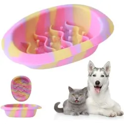 UAMLY Comedero colorido de alimentación lenta para perros - rosa