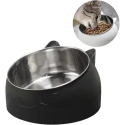 ZooVenture Comedero ergonómico de acero inoxidable para gatos de 15° - Material: Acero inoxidable