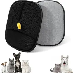 ZooVenture Guante para el cuidado perros gatos - Doble cara, TPR, lavable - Negro