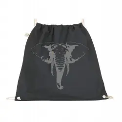 Animal totem mochila algodón orgánico elefante negra unisex