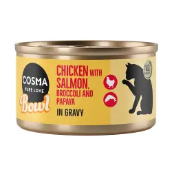Cosma Bowl 6 x 80 g comida húmeda para gatos - Pechuga de pollo con salmón