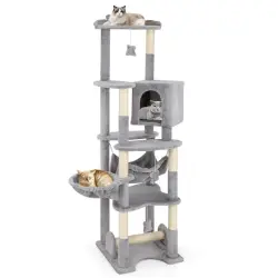 Costway Árbol Múltiple para Gatos - 49 cm x 49 cm x 176 cm