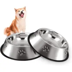 HausPets Comederos de Inox Antideslizantes Ø22 cm, Pack de 2 - 2 paquetes