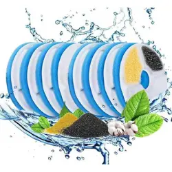 HausPets Filtro repuesto fuente agua gatos, acero inoxidable, triple - 8 elementos filtrantes