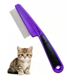 ZooVenture Peine antipulgas - Dientes finos, mango de goma - violeta grande