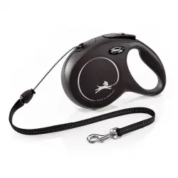 Correa Flexi New Classic Cordón para perros hasta 20 Kg (5 m) (Negro)