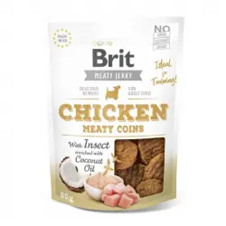 Brit jerky snack with insect meaty coins pollo premios para perro, Peso 80 Gr
