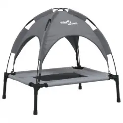 Cama Para Perros Con Dosel Antracita Tela Oxford Y Acero Vidaxl
