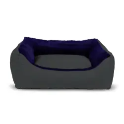 Cama para Perros y Gatos GAUTY Tela Impermeable y pelo (Azul y Gris - 95 x 75 cm)