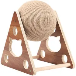 HausPets Rascador para gatos con bola sisal madera, trepar hacer ejercicio - Una pieza