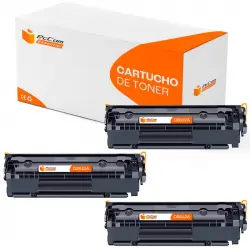 Pccom Essential HP Q2612A Tóner Compatible Negro Pack 3