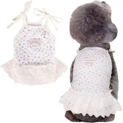 UAMLY Vestido de encaje para perro - Beige XL