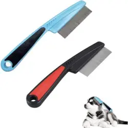 ZooVenture Peine antipulgas de acero inoxidable de 2 piezas - Juego de 2 piezas: Rojo + Azul