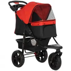 Carrito Mascotas De Acero Tela Oxford 109,5x57,5x106,5cm-pawhut.rojo