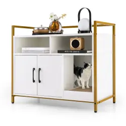COSTWAY Caja de Arena de Madera para Gatos - 89 x 45 x 74,5 cm
