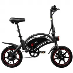 DYU D3F Bicicleta Eléctrica 14" Motor 250W Batería 36v10Ah Alcance 40km con Frenos de Disco Negro