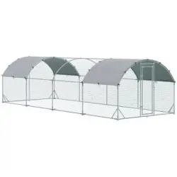 Gallinero De Acero Galvanizado Tela 280x760x197 Cm-pawhut. Plata