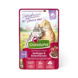 GranataPet Delicatessen en salsa 12 x 100 g - Ave y corazones de pato