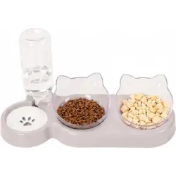 HausPets Comedero 3 en 1 gatos perros, ángulo 15°, dispensador agua comida - Artículo 1
