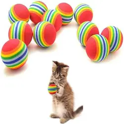 MCBOSON 9 pelotas arcoíris de 4,2cm para gatos y perros - nueve