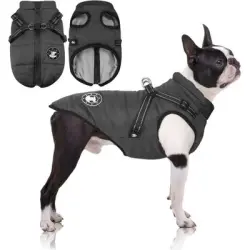 MCBOSON Abrigo impermeable de invierno para perros con arnés. - Una pieza