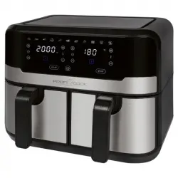 ProfiCook FR 1242 XXL Freidora de Aire de Doble Cesta 9L 2.400W Acero Inoxidable