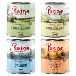 Purizon Adult 6 x 800 g comida húmeda sin cereales para perros - Pack mixto