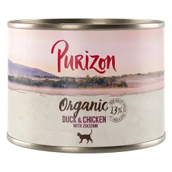 Purizon Organic 6 x 200 g comida ecológica para gatos - Pato y pollo con calabacín
