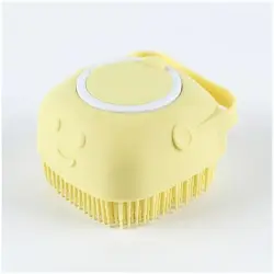 Pawffee Cepillo de baño de silicona con dispensador (Amarillo) - 1 pieza