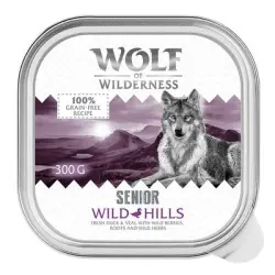 Wolf of Wilderness Senior - Receta duoproteica 6 / 24 x 300 g en tarrina - 24 x 300 g: Wild Hills - Pato y ternera
