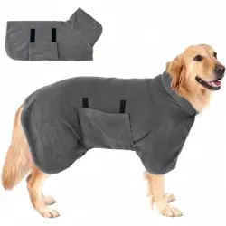ZooVenture Bata de baño gris de microfibra para perros, talla variable - L