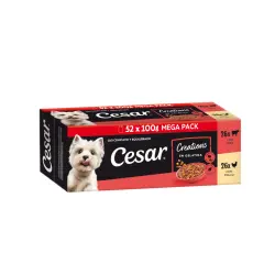 Cesar Selección en Gelatina Pollo y Buey sobres para perros - Multipack - 4 sobres x 100 g
