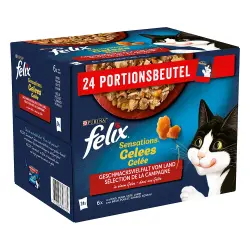Felix Sensations 24 x 85 g  - Carne en gelatina: vacuno, pollo, pato y cordero