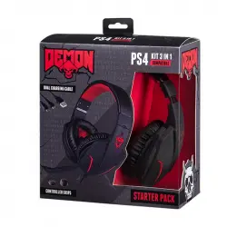 Indeca Demon Starter Pack Auriculares + Cable + Grips PS4
