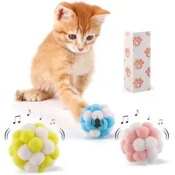 Pawffee 3 pelotas de gato con cascabel, juguetes de peluche interactivos - 1 pieza