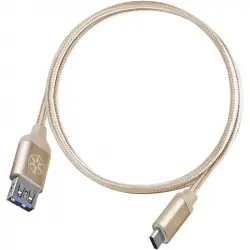 SilverStone CPU05G-500 Cable Nylon USB-C a USB-A Macho/Hembra 0.5m Oro
