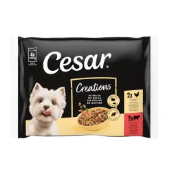 Cesar Selección en Salsa Pollo y Buey sobres para perros - Multipack - 4 sobres x 100 g