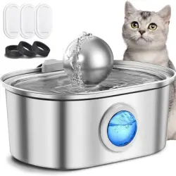 HausPets Fuente de agua para mascotas de acero inoxidable de 3,2 litros - una pieza