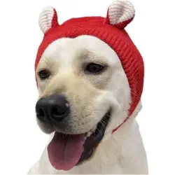 HausPets Gorro para perros orejas silenciosas - Tejido punto, reduce ruido - Rojo