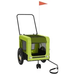 Remolque De Bicicleta Mascotas Hierro Tela Oxford Verde Negro Vidaxl