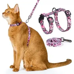 UAMLY Conjunto de arnés y correa para gatos - Rosa