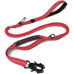 ZooVenture Correa táctica para perros - Elástica, con lazo tipo rana - Rojo